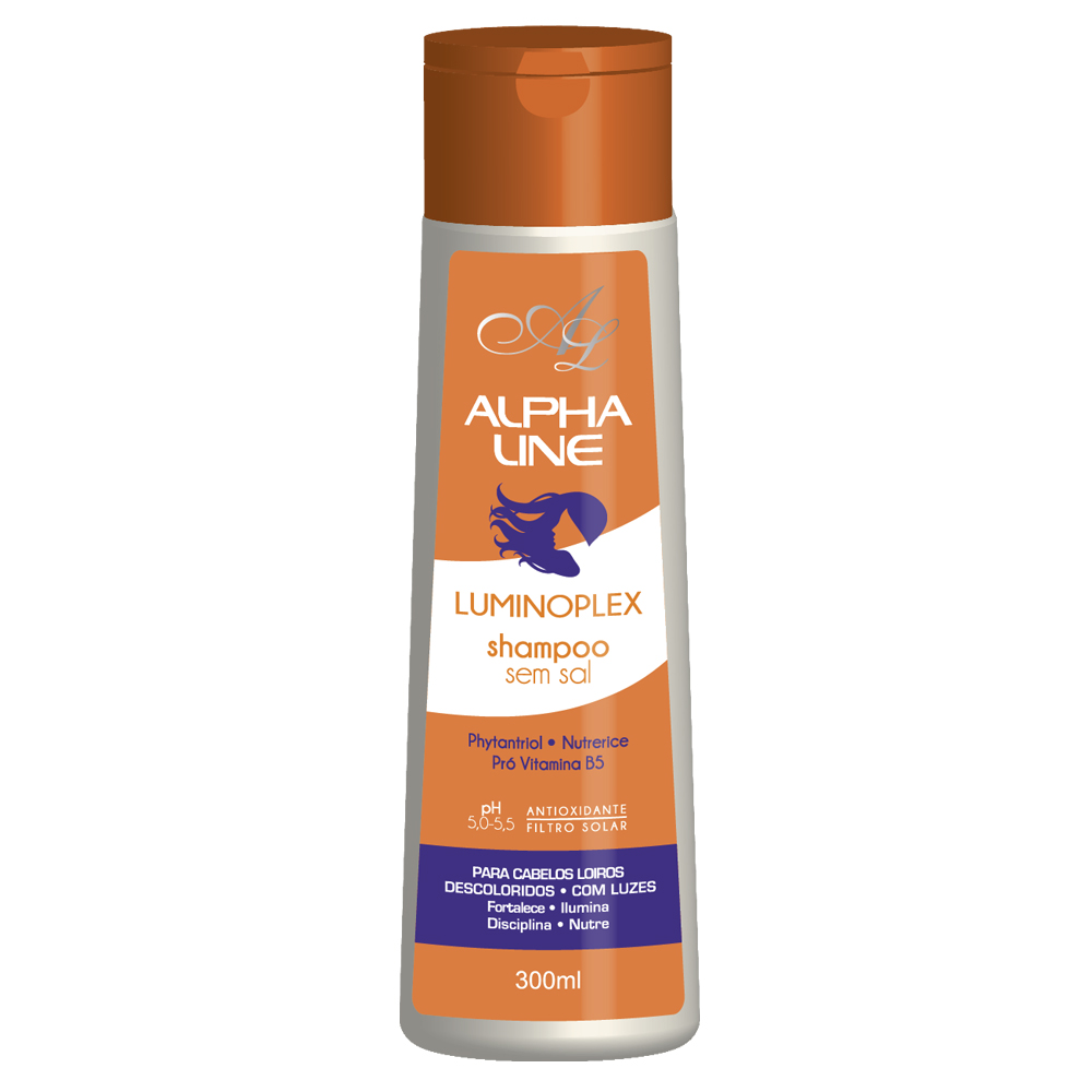 Get married Rough sleep Hen Alpha Line - Shampoo sem Sal - Luminoplex com Vitamina B5 - Com Filtro Solar  e Antioxidante - 300ml - Comercial Severino de Armarinhos